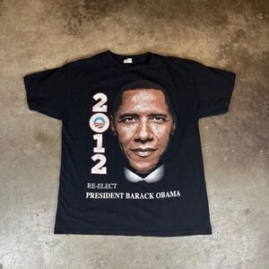 2012 Barack Obama reelection black t-shirt Size men's medium